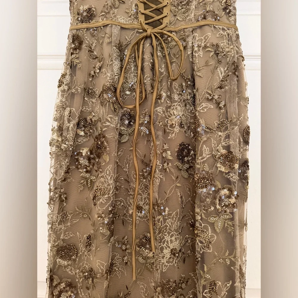 House Of CB Elegant Gold Floral Embroidered Gown - Picture 8 of 16